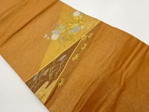 菊・流水・笹模様刺繍名古屋帯